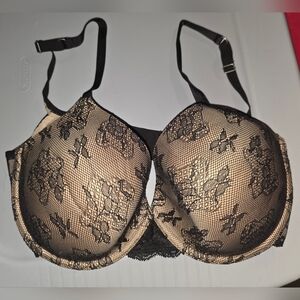 VINTAGE Victoria's Secret BioFit Black & Cream Lace Bras with Underwire 34DD